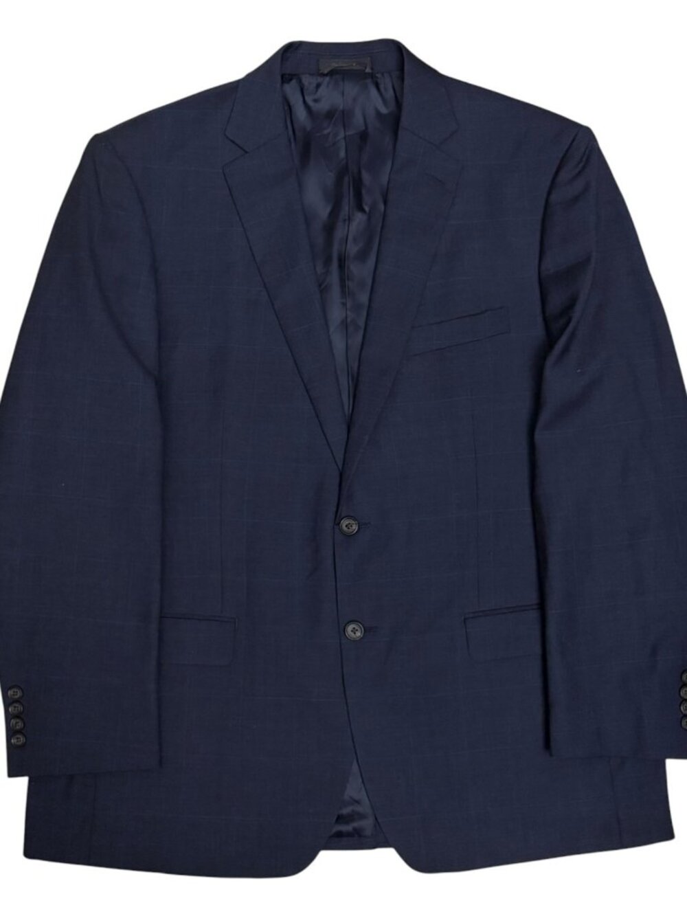 LAUREN RALPH LAUREN Blazer Navy Blue WOOL Plaid Business Casual Sport Coat 44R